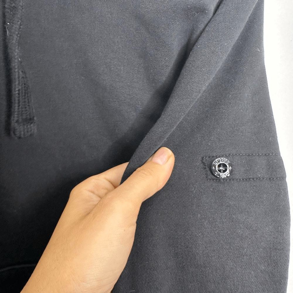 STONE ISLAND Cotton Logo Hoodie Mens S Black logo buttons - Picture 3 of 8